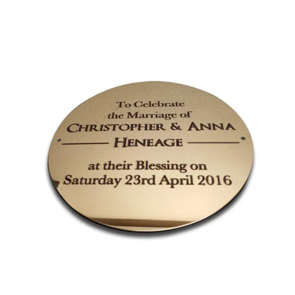 2" circular solid brass engraved nameplate - Cornish Custom Creations