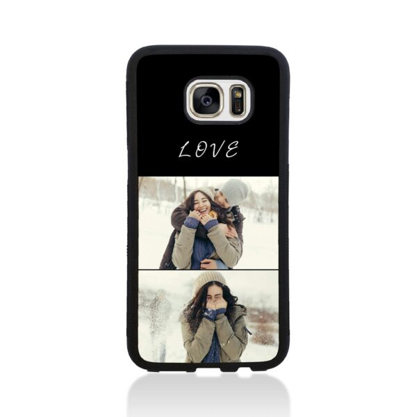 2 Photo Collage - Galaxy Black Rubber Phone Case - Cornish Custom Creations