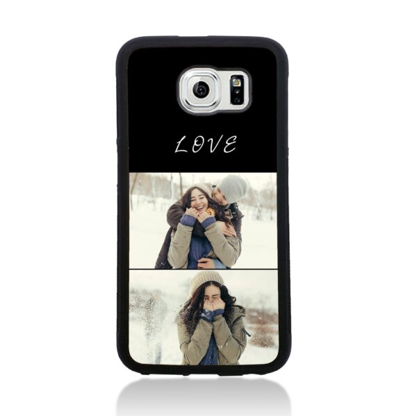 2 Photo Collage - Galaxy Black Rubber Phone Case - Cornish Custom Creations