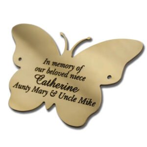 2" x 3.25" butterfly shape solid brass engraved nameplate plaque - Cornish Custom Creations