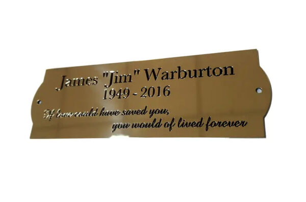 4" x 2" curve end design solid brass engraved nameplate - Cornish Custom Creations