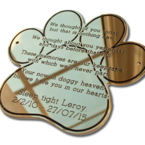 6" paw print shape solid brass engraved nameplate, pet memorial - Cornish Custom Creations