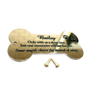 6" x 3" bone shape solid brass engraved nameplate plaque - Cornish Custom Creations