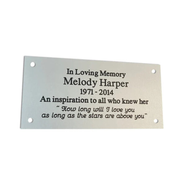 6" x 3" rectangular satin silver aluminium engraved nameplate - Cornish Custom Creations