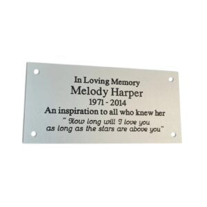 A4 (297 x 210mm) rectangular satin silver aluminium engraved nameplate - Cornish Custom Creations