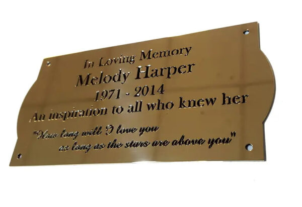 A4 (297x210mm) curve end design solid brass engraved nameplate - Cornish Custom Creations