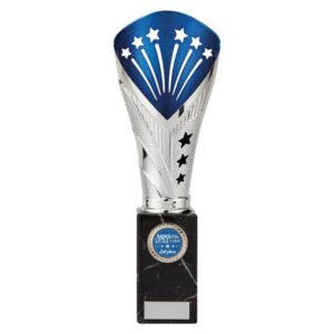 All Stars Large Rapid Trophy Silver & Blue - Cornish Custom Creations