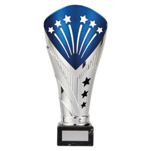 All Stars Large Rapid Trophy Silver & Blue - Cornish Custom Creations