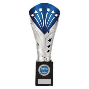 All Stars Large Rapid Trophy Silver & Blue - Cornish Custom Creations