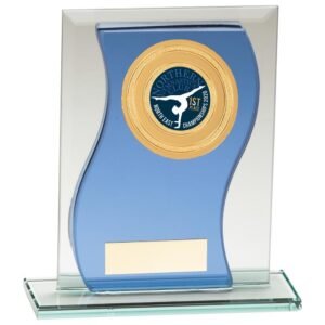 Azzuri Wave Multisport Mirror Glass Award Blue & Silver - Cornish Custom Creations