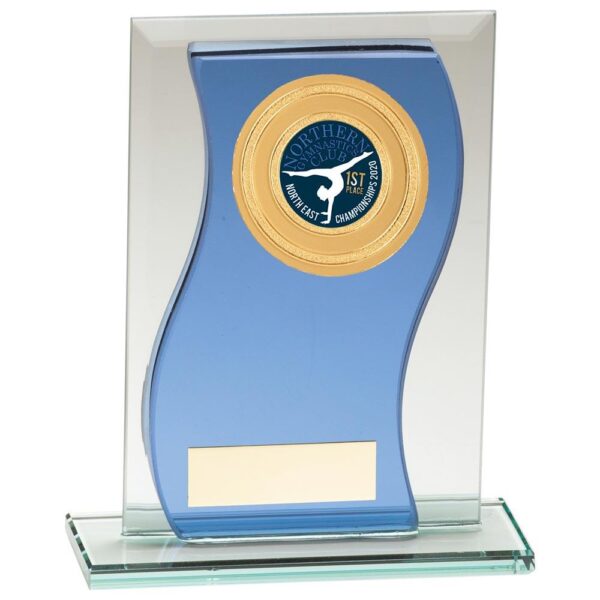 Azzuri Wave Multisport Mirror Glass Award Blue & Silver - Cornish Custom Creations