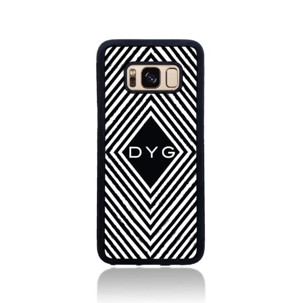Black & White Pattern with Initial - Galaxy Black Rubber Phone Case - Cornish Custom Creations