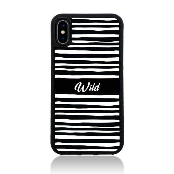 Black & White Pattern with Initial - iPhone Black Rubber Phone Case - Cornish Custom Creations
