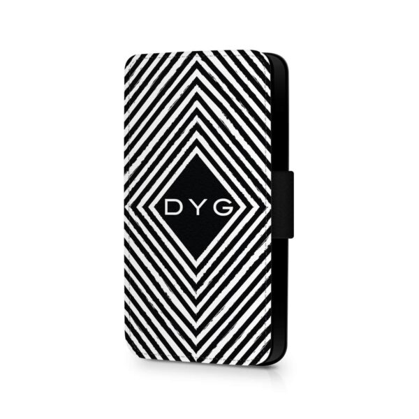 Black & White Pattern with Initials | iPhone Wallet Case - Cornish Custom Creations