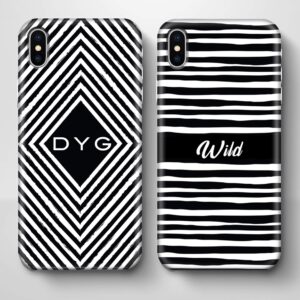 Black & White Patterns with Initial - iPhone 3D Custom Phone Case - Cornish Custom Creations