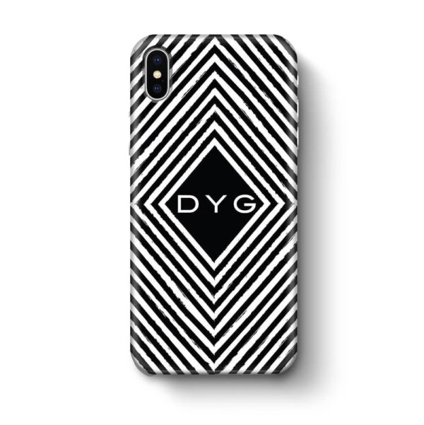 Black & White Patterns with Initial - iPhone 3D Custom Phone Case - Cornish Custom Creations