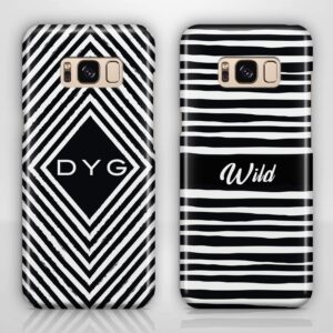 Black & White Patterns with Initial - Samsung Galaxy 3D Phone Case - Cornish Custom Creations