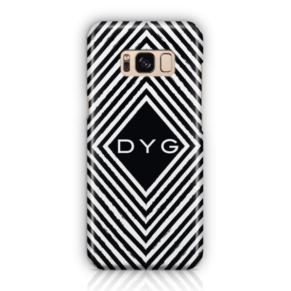 Black & White Patterns with Initial - Samsung Galaxy 3D Phone Case - Cornish Custom Creations