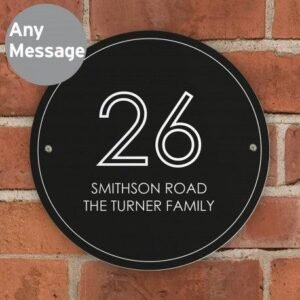 Black Name and Number House Sign - Engrave Express