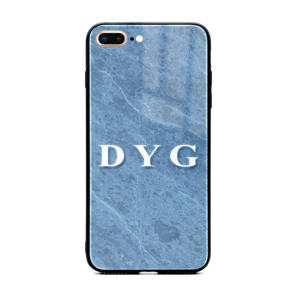 Blue Marble with Initials - iPhone Glass Phone Case - Cornish Custom Creations