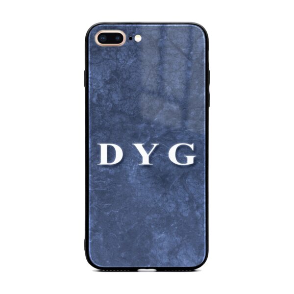 Blue Marble with Initials - iPhone Glass Phone Case - Cornish Custom Creations