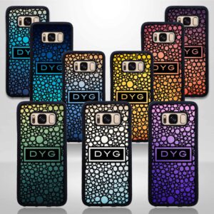 Bubble Hollow Design & Initials - Galaxy Black Rubber Phone Case - Cornish Custom Creations
