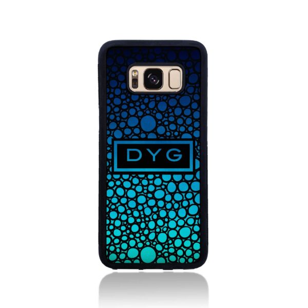 Bubble Hollow Design & Initials - Galaxy Black Rubber Phone Case - Cornish Custom Creations