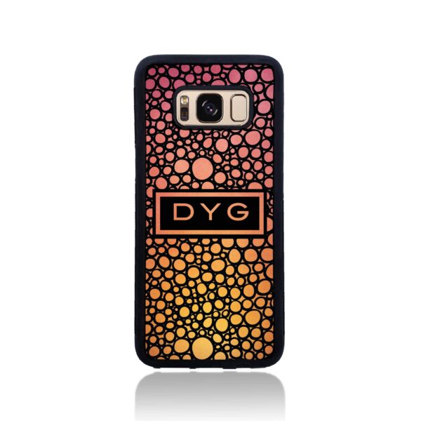 Bubble Hollow Design & Initials - Galaxy Black Rubber Phone Case - Cornish Custom Creations
