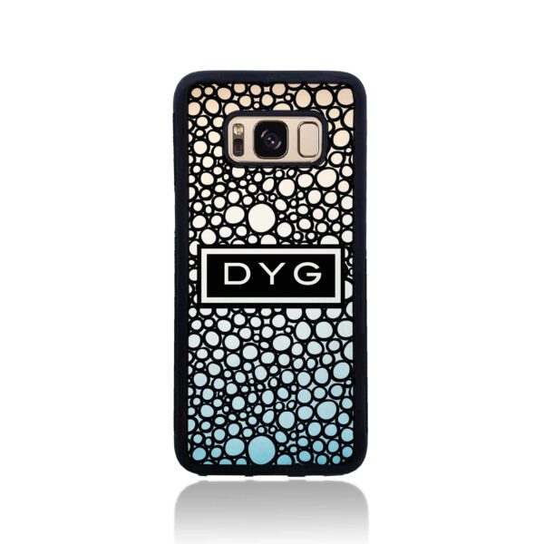 Bubble Hollow Design & Initials - Galaxy Black Rubber Phone Case - Cornish Custom Creations