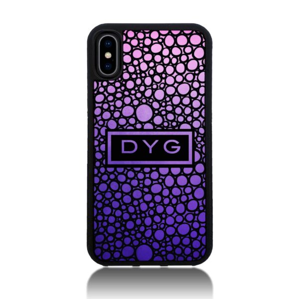 Bubble Hollow Design & Initials - iPhone Black Rubber Phone Case - Cornish Custom Creations