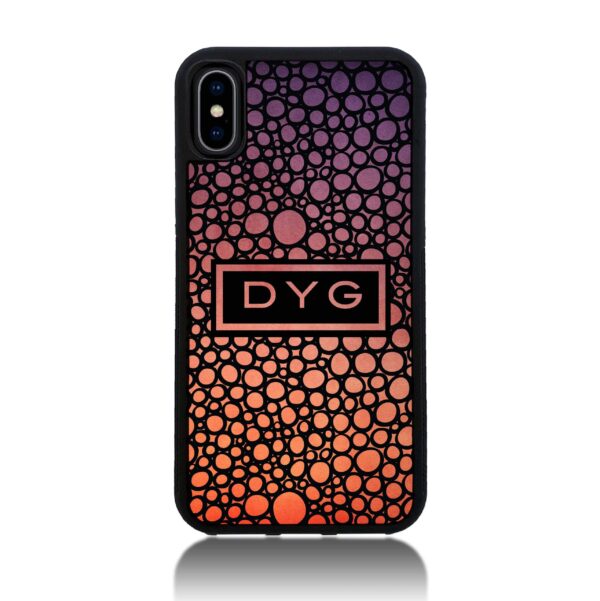 Bubble Hollow Design & Initials - iPhone Black Rubber Phone Case - Cornish Custom Creations