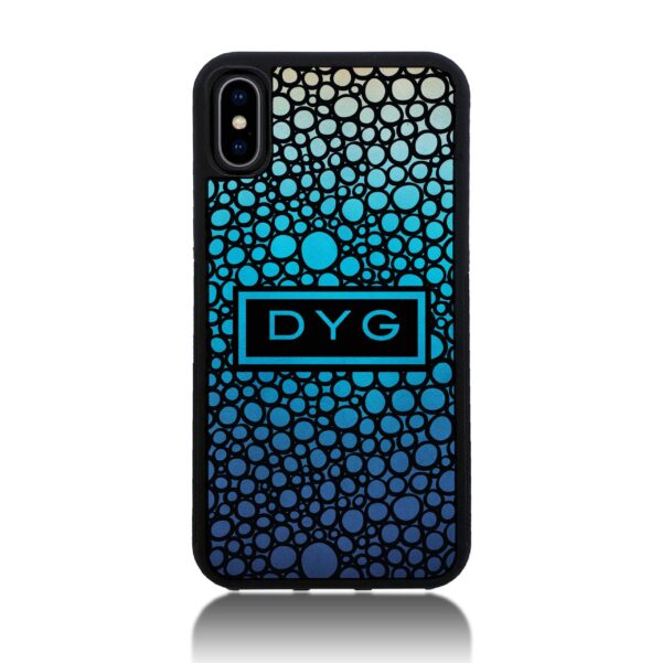Bubble Hollow Design & Initials - iPhone Black Rubber Phone Case - Cornish Custom Creations