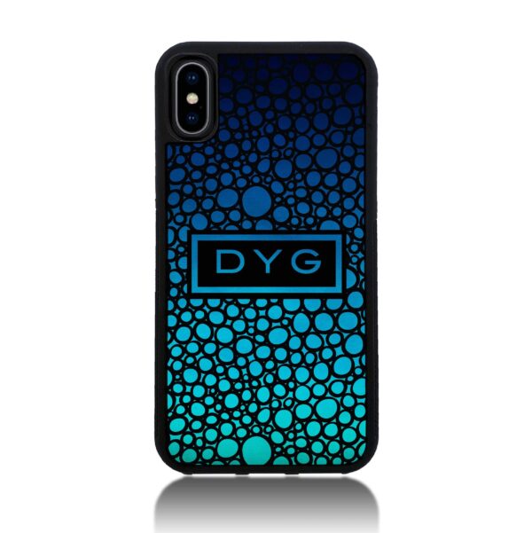 Bubble Hollow Design & Initials - iPhone Black Rubber Phone Case - Cornish Custom Creations
