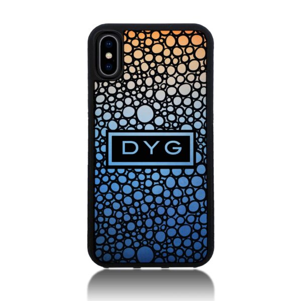 Bubble Hollow Design & Initials - iPhone Black Rubber Phone Case - Cornish Custom Creations