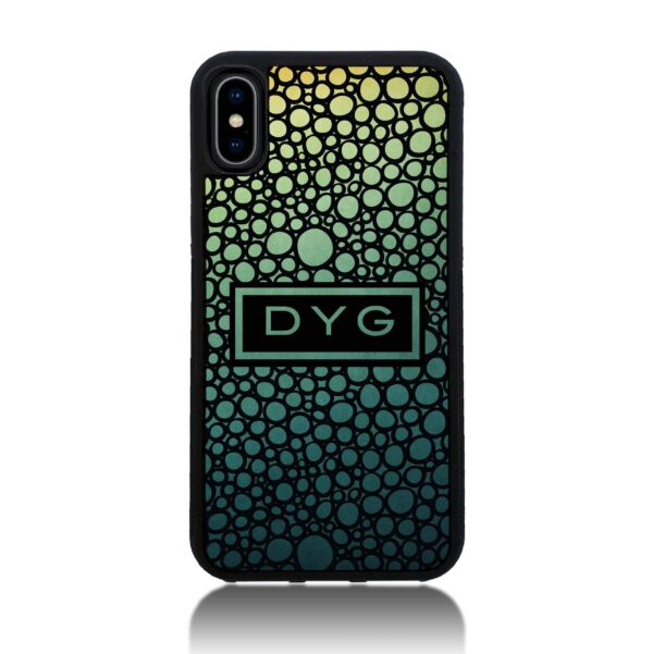 Bubble Hollow Design & Initials - iPhone Black Rubber Phone Case - Cornish Custom Creations