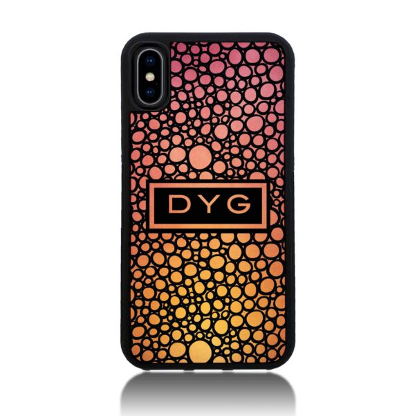 Bubble Hollow Design & Initials - iPhone Black Rubber Phone Case - Cornish Custom Creations
