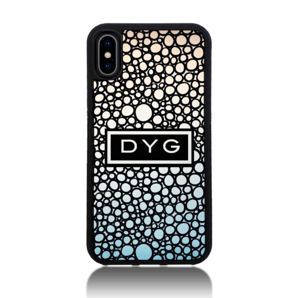 Bubble Hollow Design & Initials - iPhone Black Rubber Phone Case - Cornish Custom Creations
