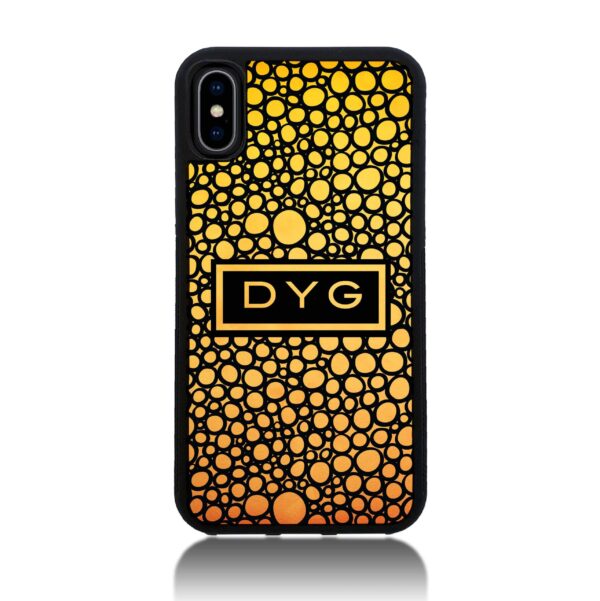 Bubble Hollow Design & Initials - iPhone Black Rubber Phone Case - Cornish Custom Creations