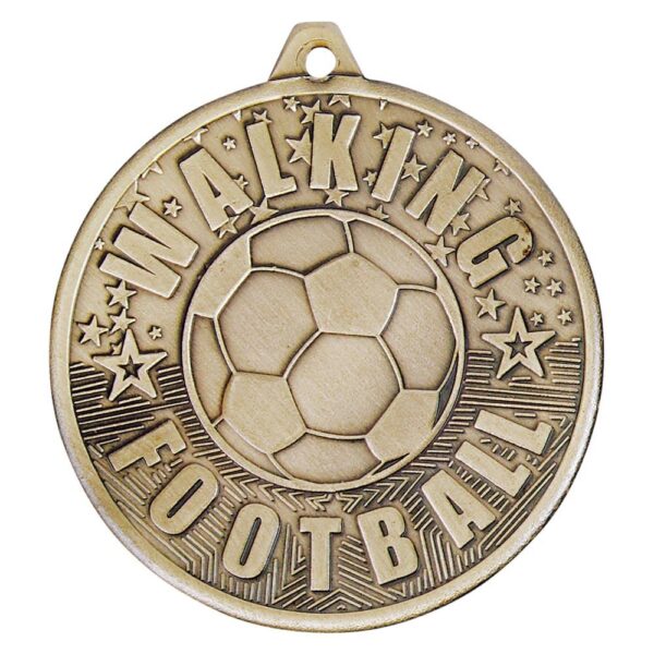 Cascade Walking Football Iron Medal Antique Gold - Cornish Custom Creations