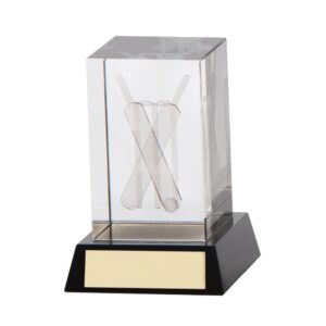 Conquest Cricket 3D Crystal Award - Cornish Custom Creations