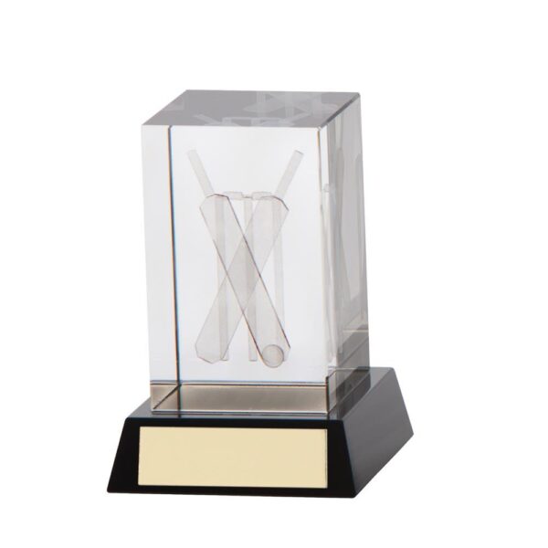 Conquest Cricket 3D Crystal Award - Cornish Custom Creations