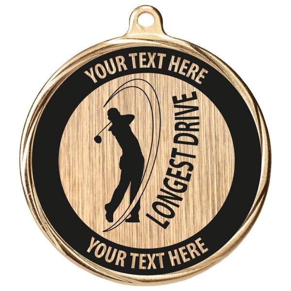 Custom Longest Drive Medal Gold 55mm MOQ - Cornish Custom Creations