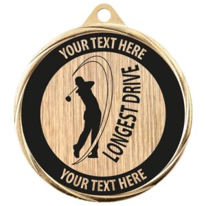 Custom Longest Drive Medal Gold 70mm MOQ - Cornish Custom Creations