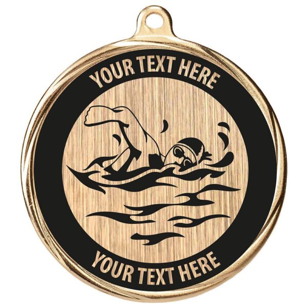 Custom Swimming Medal Gold 55mm MOQ - Cornish Custom Creations