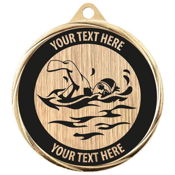 Custom Swimming Medal Gold 70mm MOQ - Cornish Custom Creations