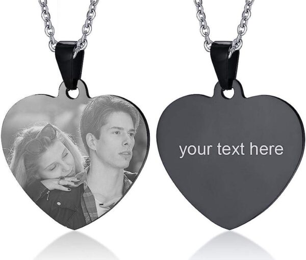 Customisable Personalised Stainless Steel Dainty Blank Heart Shape ID Tag Pendant Necklace for Women Girl,Free Engraving