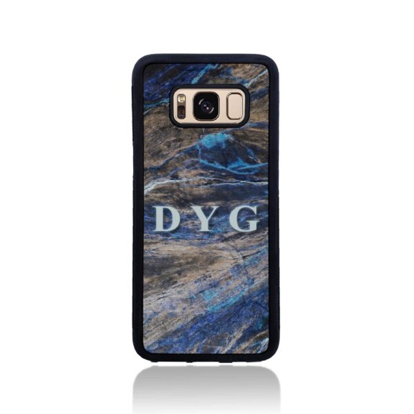Dark Marble with Initials - Galaxy Black Rubber Phone Case - Cornish Custom Creations