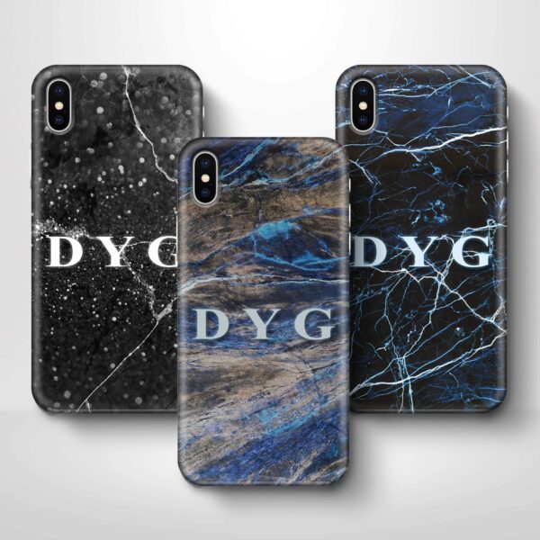 Dark Marble With Initials - iPhone 3D Custom Phone Case - Cornish Custom Creations