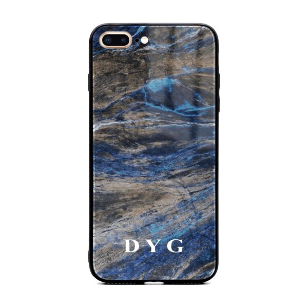 Dark Marble With Initials - iPhone Glass Phone Case - Cornish Custom Creations