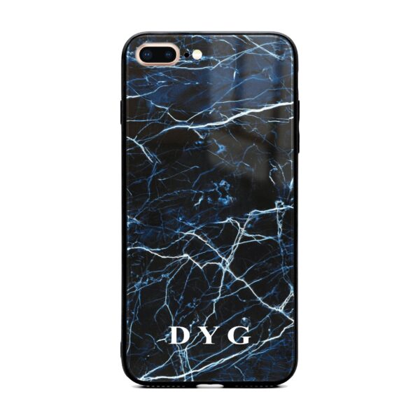 Dark Marble With Initials - iPhone Glass Phone Case - Cornish Custom Creations